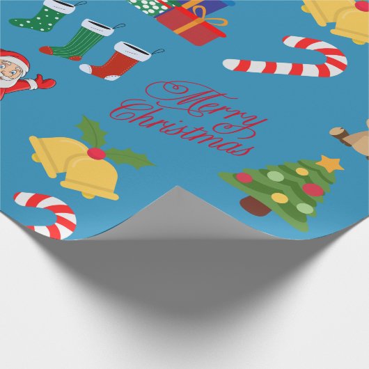 Blauwe Kerst Iconen Wrapping Papier (Hoek)