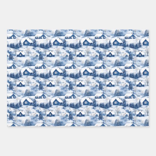 Blauwe kerst inpakpapier vel (Voorkant 2)