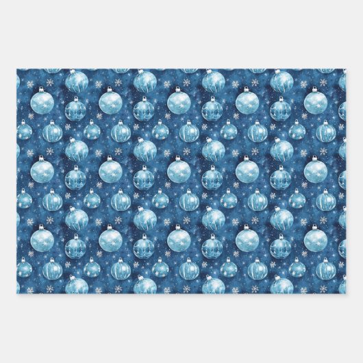 Blauwe kerst inpakpapier vel (Voorkant 3)