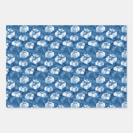 Blauwe kerst inpakpapier vel (Voorkant)