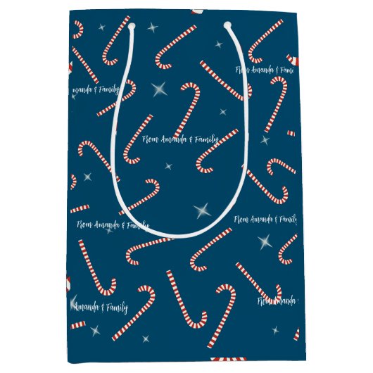 blauwe Kerst jelly Lollies aangepaste naam Medium Cadeauzakje (Voorkant)