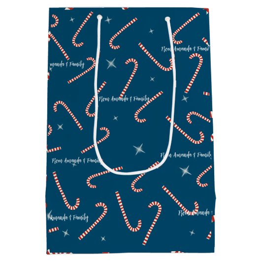 blauwe Kerst jelly Lollies aangepaste naam Medium Cadeauzakje (Achterkant)