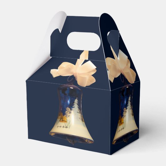 Blauwe Kerst Jingle Bells Favor Geschenkdozen Bedankdoosjes (Voorkant Zijde)