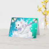 Blauwe kerst kaart (Gele Bloem)