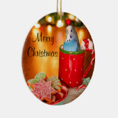 Blauwe kerst keramisch ornament (Rechts)