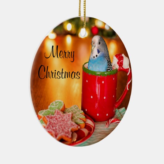 Blauwe kerst keramisch ornament (Rechts)