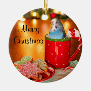 Blauwe kerst keramisch ornament