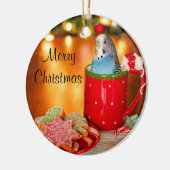 Blauwe kerst keramisch ornament (Links)