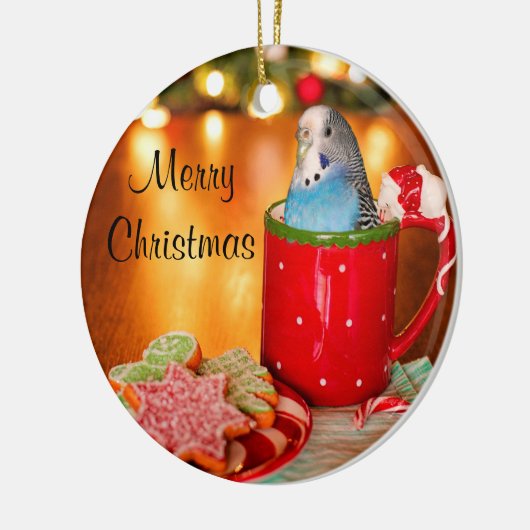 Blauwe kerst keramisch ornament (Links)