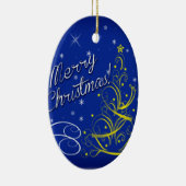 Blauwe kerst keramisch ornament (Rechts)