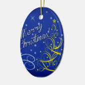 Blauwe kerst keramisch ornament (Links)