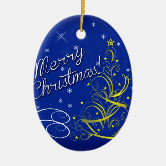 Blauwe kerst keramisch ornament (Voorkant)