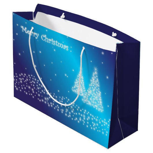Blauwe kerst large cadeautasje (Achterkant Gekanteld)