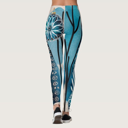 Blauwe kerst leggings (Achterkant)