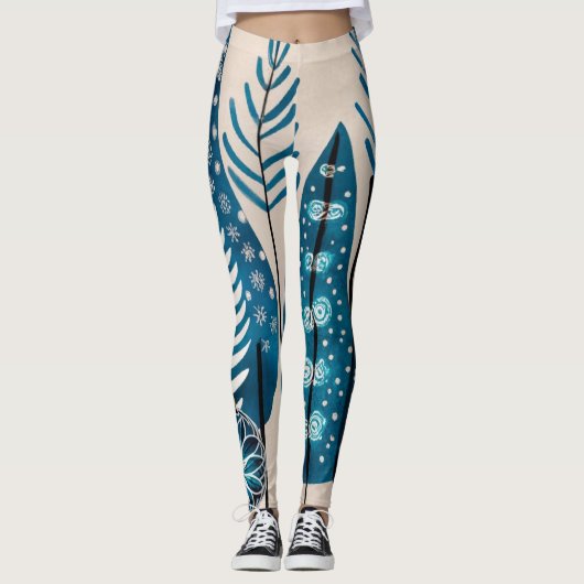 Blauwe kerst leggings (Voorkant)