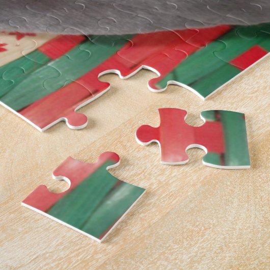 Blauwe kerst met konijnenkonijn legpuzzel (Zijkant)