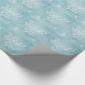 Blauwe kerst met woorden cadeaupapier (Hoek)