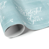 Blauwe kerst met woorden cadeaupapier (Rol Hoek)