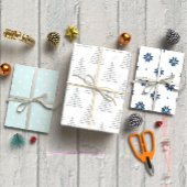 Blauwe Kerst Nordic set van 3 Inpakpapier Vel