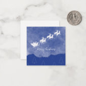 Blauwe kerst notitiekaartje (Voorkant / Achterkant in situ)