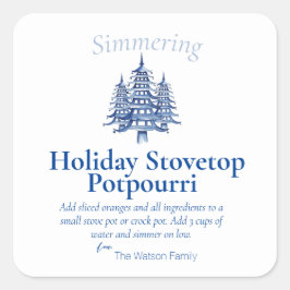 Blauwe Kerst Pagoda Tree Stovetop Potpourri Vierkante Sticker