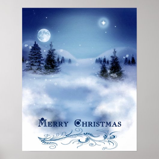 Blauwe kerst poster (Voorkant)