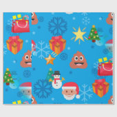 blauwe kerst pover emoji cadeaupapier (Vlak)