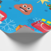 blauwe kerst pover emoji cadeaupapier (Hoek)