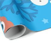 blauwe kerst pover emoji cadeaupapier (Rol Hoek)