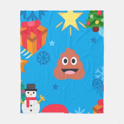 blauwe kerst pover emoji fleece deken (Voorkant)