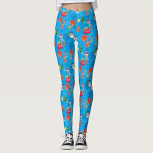 blauwe kerst pover emoji leggings