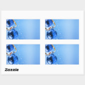 Blauwe kerst rechthoekige sticker (Vel)