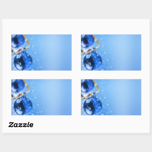 Blauwe kerst rechthoekige sticker (Vel)