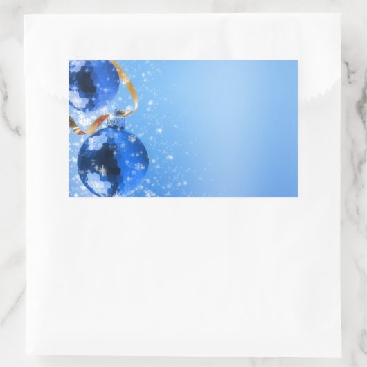 Blauwe kerst rechthoekige sticker (Tas)