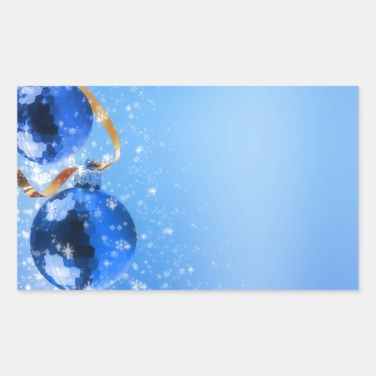Blauwe kerst rechthoekige sticker (Voorkant)