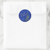 Blauwe kerst ronde sticker (Tas)