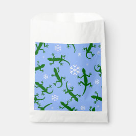 Blauwe kerst sneeuwvlokken gekko's bedankzakje