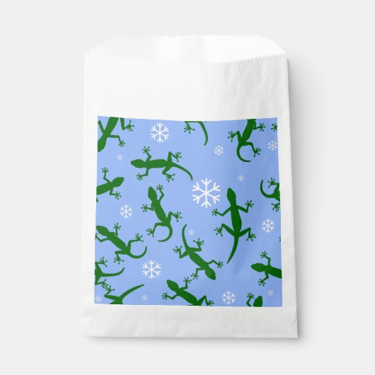 Blauwe kerst sneeuwvlokken gekko's bedankzakje (Voorkant)