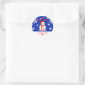 Blauwe kerst Snowman Snowflakes Classic Round St Ronde Sticker (Tas)