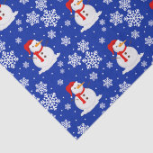 Blauwe kerst Snowman Snowflakes Tissuepapier (Detail)