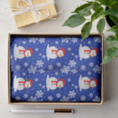 Blauwe kerst Snowman Snowflakes Tissuepapier (Geschenk)