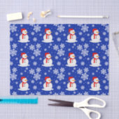 Blauwe kerst Snowman Snowflakes Tissuepapier (Craft)