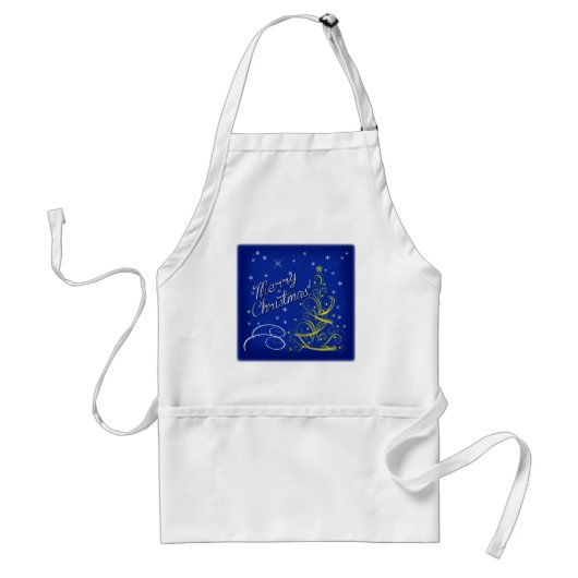 Blauwe kerst standaard schort (Voorkant)