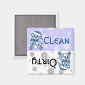 Blauwe kerst teddybeer schoon vuile vaatwasser magneet (Voorkant / Achterkant)