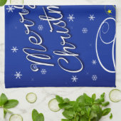Blauwe kerst theedoek (Gevouwen)
