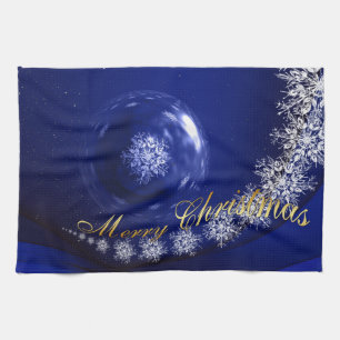 Blauwe kerst theedoek