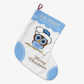 Blauwe kerst Uil Grote Kerstsok (Voorkant (Hangend))