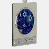 Blauwe kerst verzilverd banner ornament (Rechts)