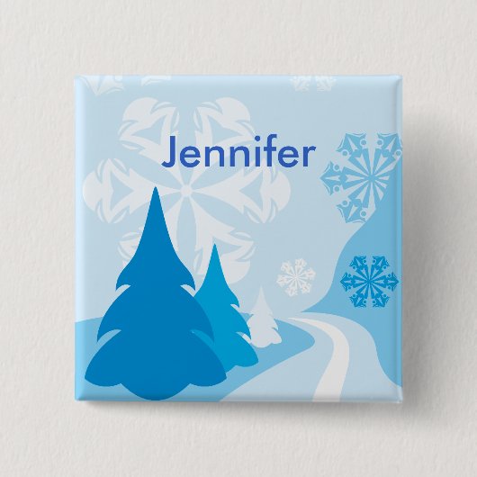  blauwe kerst vierkante button 5,1 cm (Voorkant)
