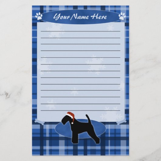 Blauwe kerst Welsh Terrier Stationery Briefpapier (Voorkant)